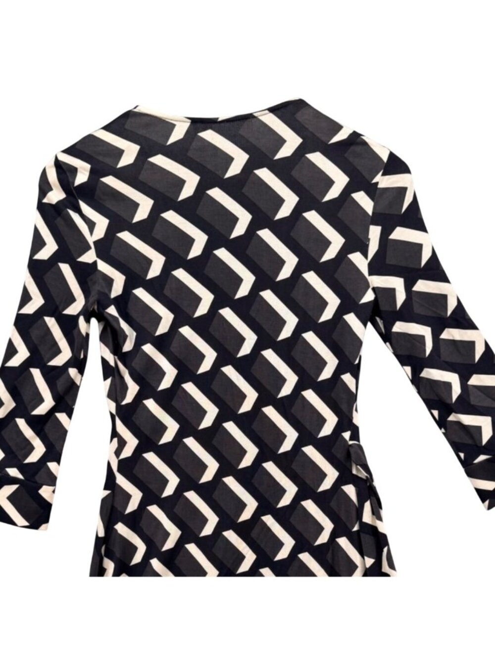 Diane Von Furstenberg Julian Wrap Dress Black White Silk 3/4 Sleeve Size 4 - Picture 11 of 11